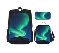 CNTDBU Aurora Night Sky Ensemble sac à déjeuner 3 en 1 sac de voyage isotherme pour le travail avec housse pour ordinateur portable