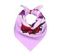CNTDBU Bandana soyeux avec roses rouges et violettes 55,9 x 55,9 cm - Écharpe carrée multifonction pour homme et femme