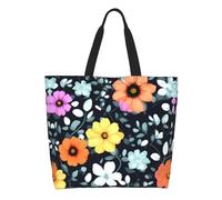 CNTDBU Beau sac fourre-tout à bandoulière de grande capacité avec fleurs colorées pour femme - Polyester résistant à l'eau Shopper pour le shopping, le travail, un usage quotidien
