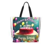 CNTDBU Beau sac fourre-tout à bandoulière de grande capacité pour femme avec inscription « Happy Birthday » en polyester résistant à l'eau pour le shopping, le travail, un usage quotidien