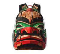 CNTDBU Beaver Totem Pole Sac à dos léger et décontracté pour adultes Sac à dos de voyage grande capacité avec sangles rembourrées Sac de transport résistant à l'eau