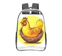 CNTDBU Bird's Nest Golden Chicken Sac à dos transparent de 40,6 cm, sac approuvé par les stades en PVC transparent, poche avant imprimée sur toute la surface, sac à dos de voyage léger, unisexe