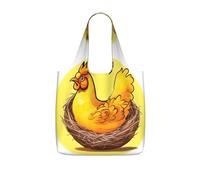 CNTDBU Bird's Nest Golden Chicken Sac de courses pliable léger réutilisable pour les courses, sac à dos de voyage de 25 L avec cordon de serrage pour le travail et la salle de sport