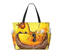 CNTDBU Bird's Nest Golden Chicken Sac de plage de voyage de grande capacité imperméable avec 7 poches, sac fourre-tout surdimensionné pour gym, camping, léger et pliable