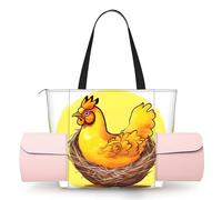 CNTDBU Bird's Nest Golden Chicken Sac de yoga pour femme - Grand sac de gym avec support pour tapis de yoga, sac à bandoulière léger pour entraînement, voyage, plage