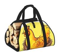 CNTDBU Bird's Nest Sac de transport de bois de chauffage en toile robuste avec poignées rembourrées Motif poulet doré