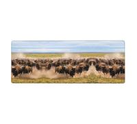 CNTDBU Bison Herd Sous-main de bureau extra large 30 x 80 cm Tapis de souris de jeu antidérapant avec bords cousus et tapis de clavier imperméable pour bureau