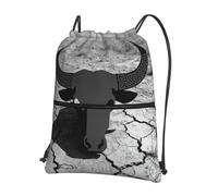 CNTDBU Bison Sac à dos avec cordon de serrage en corne de crâne avec fermeture éclair, imperméable, léger, pour gym, sport, sac à dos réglable pour voyage, randonnée