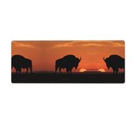 CNTDBU Bison Tapis de souris de jeu antidérapant avec bords cousus, motif silhouette de coucher de soleil extra large, 30 x 80 cm, tapis de clavier imperméable pour bureau