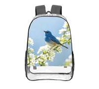 CNTDBU Blue Bird Art Sac à dos transparent 40,6 cm en PVC transparent très résistant approuvé par les stades Sac à dos de voyage unisexe
