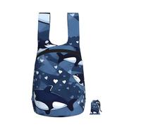 CNTDBU Blue Killer Whale Sac à dos pliable léger et pliable pour voyage Sac à dos de randonnée imperméable avec fermeture éclair pour homme et femme 16 l