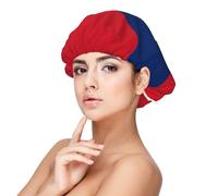 CNTDBU Bonnet de nuit drapeau du Laos en satin pour femme - Double couche - Bonnet de sommeil en soie douce - Réglable - Protection des cheveux - Bonnet de nuit pour cheveux longs et bouclés naturels