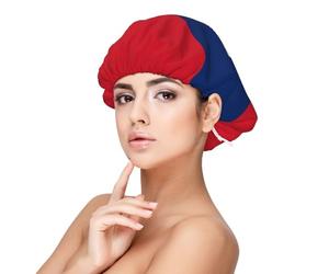 CNTDBU Bonnet de nuit drapeau du Laos en satin pour femme - Double couche - Bonnet de sommeil en soie douce - Réglable - Protection des cheveux - Bonnet de nuit pour cheveux longs et bouclés naturels