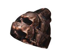 Cntdbu Bonnet tricoté unisexe avec imprimé tête de mort couleur cuivre - Bonnet d'hiver doux pour homme et femme - Bonnet extensible et chaud - Cadeau amusant
