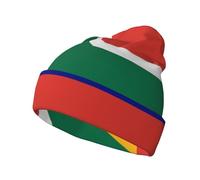 Cntdbu Bonnet tricoté unisexe avec motif drapeau de l'Afrique du Sud - Bonnet d'hiver doux pour homme et femme - Bonnet extensible et chaud - Cadeau amusant - Noir