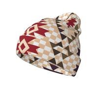 Cntdbu Bonnet tricoté unisexe imprimé géométrique Vector - Bonnet d'hiver doux pour homme et femme - Bonnet de tête de mort extensible et chaud - Cadeau amusant - Noir