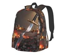 CNTDBU Broken Sword Crown Sac à dos léger et décontracté pour adultes - Sac à dos de voyage de grande capacité avec sangles rembourrées - Sac de banlieue résistant à l'eau