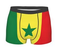 CNTDBU Caleçon boxeur drapeau du Sénégal pour homme avec pochette de contour - Sous-vêtements de performance doux et extensible - Respirant - Taille sans étiquette, Noir , L