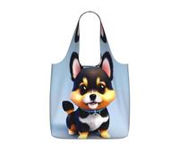 CNTDBU Card Love Fancy Puppy Sac de courses pliable léger réutilisable pour les courses, sac à dos de voyage de 25 l avec cordon de serrage pour le travail et la gym