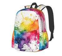 CNTDBU Color Splash Drops Sac à dos léger et décontracté pour adultes, sac à dos de voyage de grande capacité avec bretelles rembourrées, sac de navetteur résistant à l'eau
