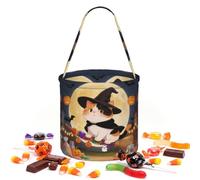 CNTDBU Cool Cat Sac de rangement rond pour Halloween | Tissu sergé léger réutilisable pouvant contenir des cadeaux essentiels pour une utilisation en fête