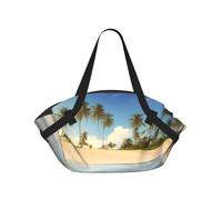 CNTDBU Couverture de pique-nique 2 en 1 tortues sur la plage, tapis rond pliable et imperméable pour parc de plage, sac fourre-tout de camping portable avec poches de rangement pour les aventures en