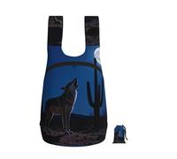 CNTDBU Coyote Howl Moon Sac à dos pliable léger et pliable pour voyage Sac à dos de randonnée étanche avec fermeture éclair pour homme et femme 16 l