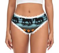 CNTDBU Culotte bikini en dentelle noire à motif de cheval pour femme, culotte taille basse, sans couture, respirante, pour un usage quotidien, blanc, S