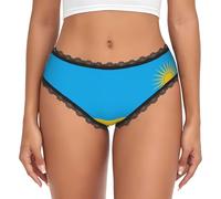 CNTDBU Culotte bikini en dentelle noire avec drapeau du Rwanda pour femme, culotte taille basse, sans couture, respirante, pour un usage quotidien, Noir , S