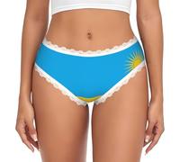 CNTDBU Culotte bikini en dentelle noire avec drapeau du Rwanda pour femme, culotte taille basse, sans couture, respirante, pour un usage quotidien, blanc, XXL
