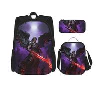 CNTDBU Dark Wings Sac à dos à déjeuner et pochette - Sac de voyage 3 en 1 pour navetteurs, sac à déjeuner isotherme pour le travail avec housse pour ordinateur portable