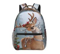 CNTDBU Deer Princess Sac à dos léger et décontracté pour adultes Grande capacité Sac à dos de voyage avec sangles rembourrées Sac de navetteur résistant à l'eau