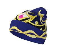 Cntdbu Diadème fantaisie unisexe imprimé intégral bonnet tricoté doux hiver manchette bonnet pour homme femme bonnet extensible chaud tête de mort cadeau fantaisie drôle noir