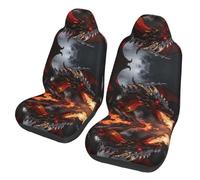 CNTDBU Dragon Fire Flame Lot de 2 housses de siège avant universelles pour voitures, VUS, camion, dessous élastique respirant