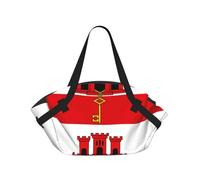 CNTDBU Drapeau de Gibraltar 2 en 1 Couverture de pique-nique Sac pliable et étanche Tapis rond pour plage, parc de plage, sac fourre-tout de camping portable avec poches de rangement pour aventures en