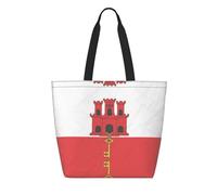 CNTDBU Drapeau de Gibraltar Tyvek Sac fourre-tout réutilisable en papier, léger, pliable, imperméable, durable, respectueux de l'environnement pour le shopping, le travail, les voyages