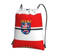 CNTDBU Drapeau de Hesse Sac à dos avec cordon de serrage avec fermeture éclair, imperméable, léger, sac à dos pour gym, sport, sac à dos réglable pour voyage, randonnée