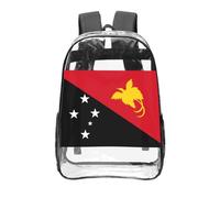 CNTDBU Drapeau de la Papouasie-Nouvelle-Guinée - Sac à dos transparent de 40,6 cm - En PVC transparent approuvé par les stades - Poche avant imprimée sur toute la surface - Sac à dos de voyage léger