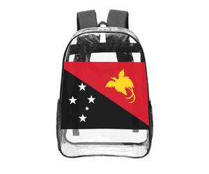 CNTDBU Drapeau de la Papouasie-Nouvelle-Guinée - Sac à dos transparent de 40,6 cm - En PVC transparent approuvé par les stades - Poche avant imprimée sur toute la surface - Sac à dos de voyage léger