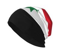 CNTDBU Drapeau de la République arabe syrienne, bonnet unisexe imprimé intégral - Bonnet d'hiver doux et extensible - Bonnet fantaisie double face - Cadeau amusant pour hommes, femmes, couples - Noir