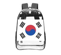 CNTDBU Drapeau de la République de Corée - Sac à dos transparent de 40,6 cm - En PVC transparent approuvé par les stades - Poche avant imprimée sur toute la surface - Sac à dos de voyage léger unisexe