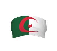 CNTDBU Drapeau de l'Algérie - Visière de soleil pour adulte - Chapeau de sport ouvert avec bandeau absorbant, fermeture réglable, visière de course légère pour homme et femme, noir