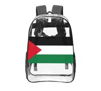 CNTDBU Drapeau de l'État de Palestine Sac à dos transparent de 40,6 cm en PVC transparent approuvé par les stades, poche avant imprimée sur toute la surface, sac à dos de voyage léger, unisexe