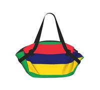 CNTDBU Drapeau de l'île Maurice 2 en 1 - Couverture de pique-nique pliable et imperméable - Tapis rond pour plage, parc - Sac fourre-tout portable avec poches de rangement pour aventures en plein air