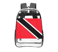 CNTDBU Drapeau de Trinité-et-Tobago Sac à dos transparent de 40,6 cm en PVC transparent approuvé par les stades, poche avant imprimée sur toute la surface, sac à dos de voyage léger unisexe
