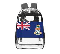 CNTDBU Drapeau des îles Caïmans Sac à dos transparent de 40,6 cm en PVC transparent approuvé par les stades, poche avant imprimée sur toute la surface, sac à dos de voyage léger unisexe