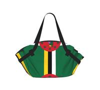 CNTDBU Drapeau du Commonwealth de la Dominique 2 en 1 Couverture de pique-nique Sac Pliable Imperméable Rond Tapis pour Plage Parc, Sac de Camping Portable avec Poches de Rangement pour les aventures