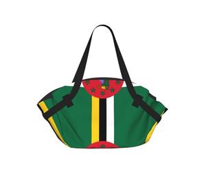 CNTDBU Drapeau du Commonwealth de la Dominique 2 en 1 Couverture de pique-nique Sac Pliable Imperméable Rond Tapis pour Plage Parc, Sac de Camping Portable avec Poches de Rangement pour les aventures