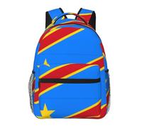 CNTDBU Drapeau du Congo Sac à dos léger et décontracté pour adultes Grande capacité Sac à dos de voyage avec sangles rembourrées Sac de banlieue résistant à l'eau