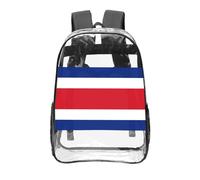 CNTDBU Drapeau du Costa Rica Sac à dos transparent de 40,6 cm en PVC transparent approuvé par les stades, poche avant imprimée sur toute la surface, sac à dos de voyage léger, unisexe
